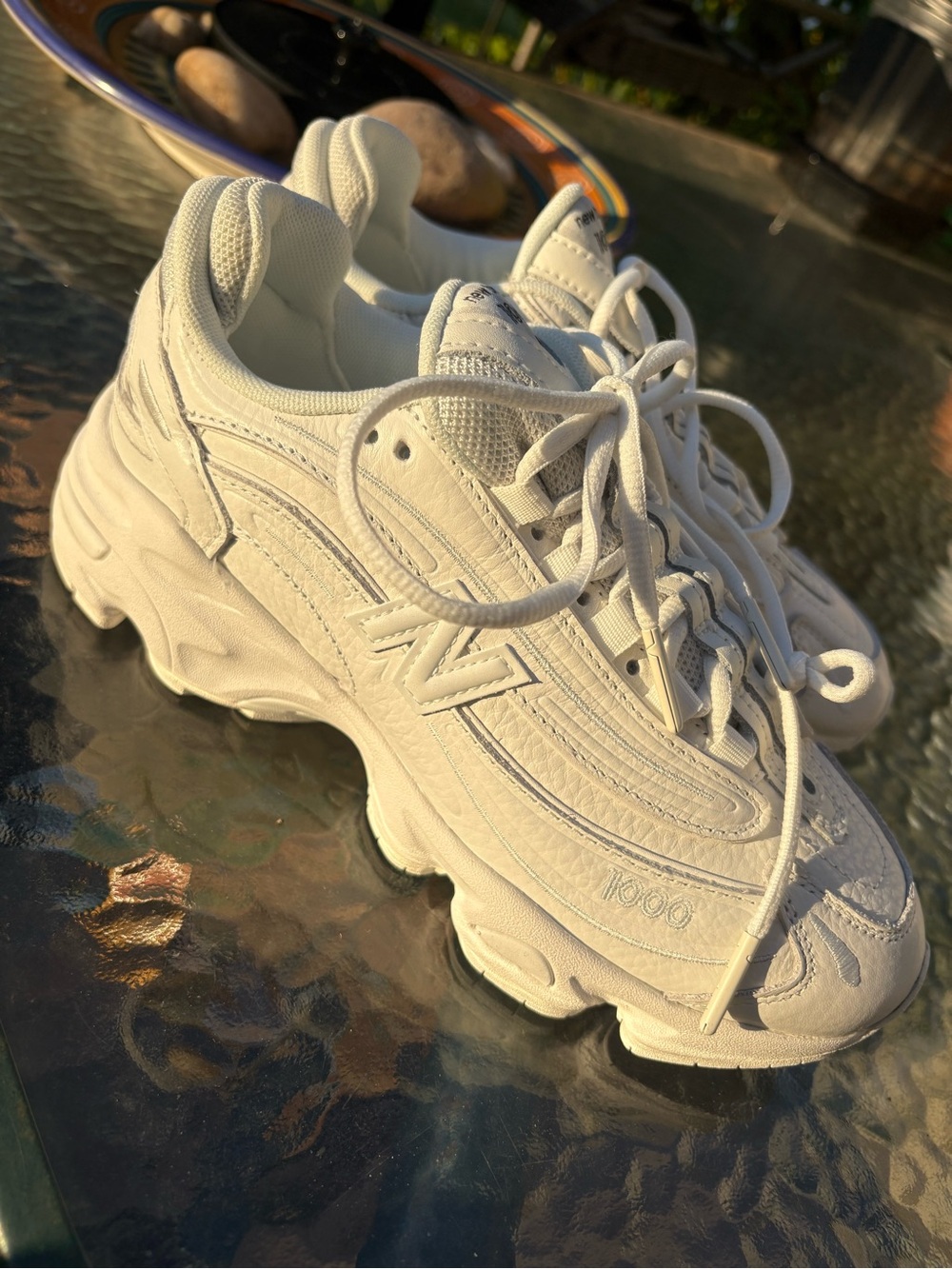 New Balance White Leather Mesh Dad Sneaker - Picture 3 of 7